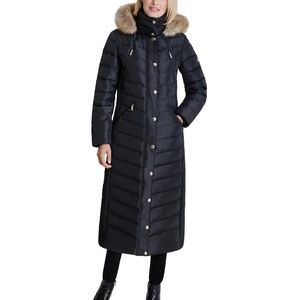 MICHAEL KORS FAUX FUR TRIM DOWN MAXI PUFFER COAT